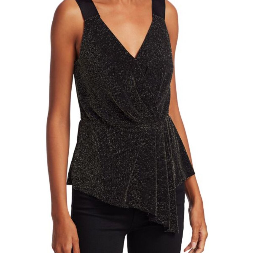 Bailey 44 Lauren Sparkle Jersey Asymmetric Top Medium Black
